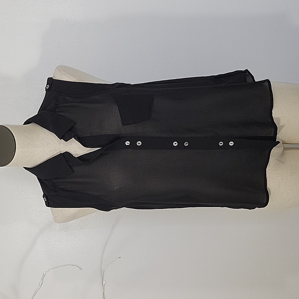 Forever 21 Black Sleeveless Sheer Blouse SZ S   3/$15